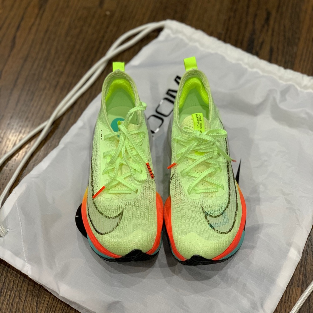 New Nike Air Zoom Alphafly Next% Barely Volt/Black-Hyper Orange Women’s US 5.5 - Picture 2 of 14